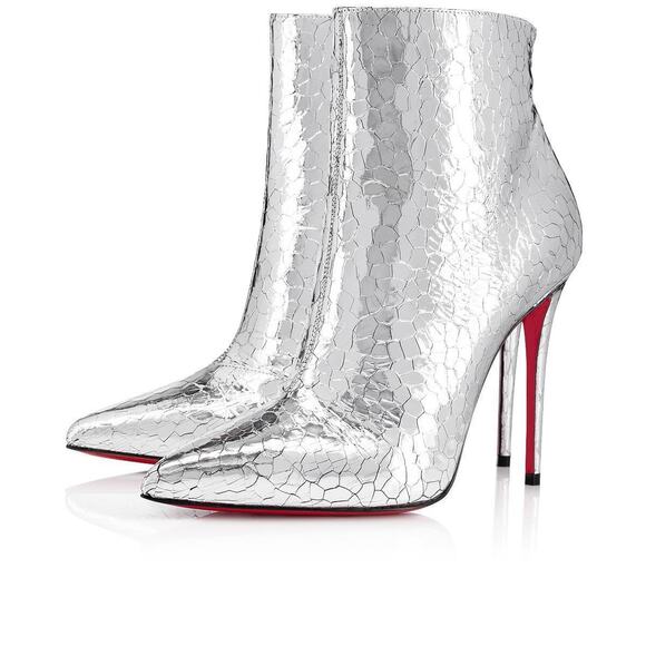 Christian Louboutin So Kate Booty 100 Silver Martele Heel Ankle Bootie 38.5